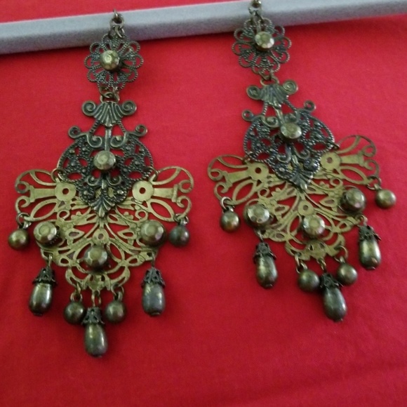 N/A Jewelry - Antique Goldtone Chandelier Earrings